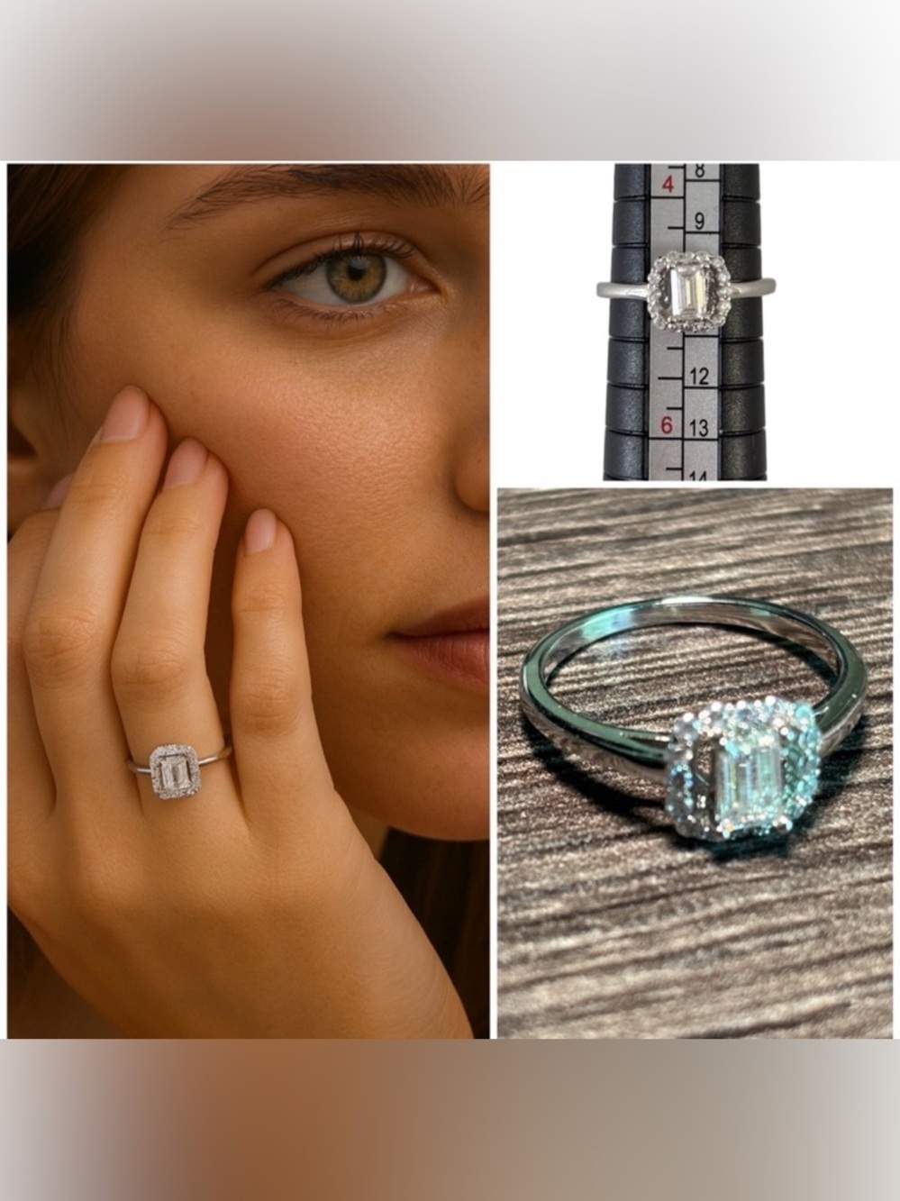 Moissanite lab-grown diamond ring on gold plated 925 Sterling Silver size 5